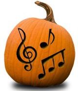 Musical notes carved into pumpkin